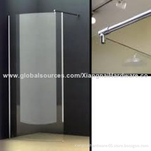 Shower stabilizing bar, wall to glass supporting